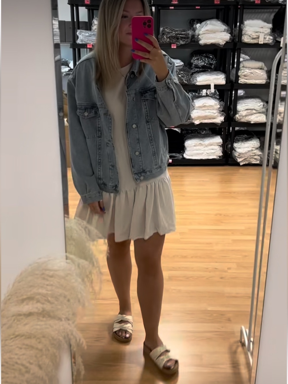 Emma Knudsen Lauren Dress Navy Linen Blend Ruffle Hem Oversized XXS (XS-Sm) - Picture 11 of 11